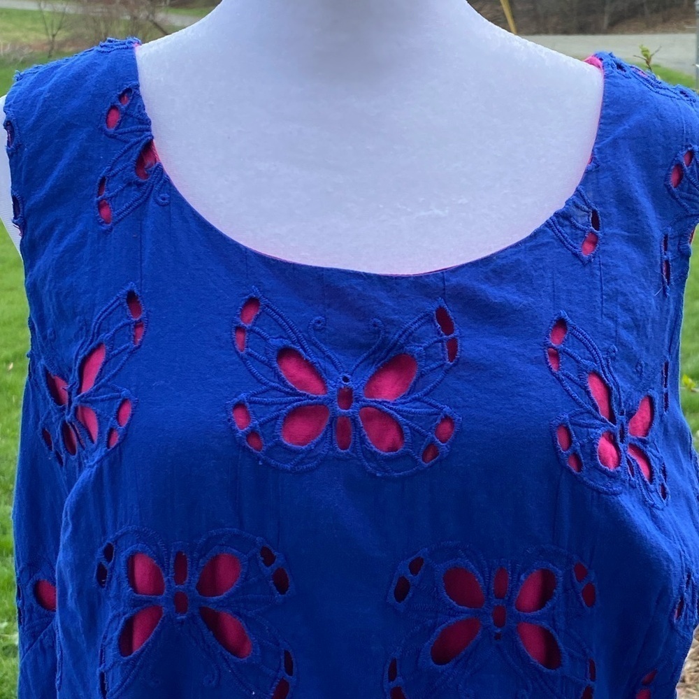 Hatley Blue Pink Sleeveless Midi Sundress Size 14